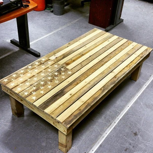 DIY Rustic American Flag Coffee Table