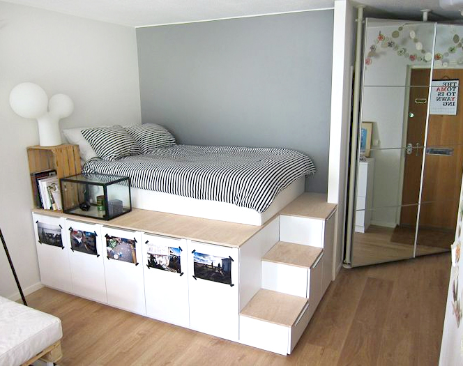 DIY Bed with Storage Space